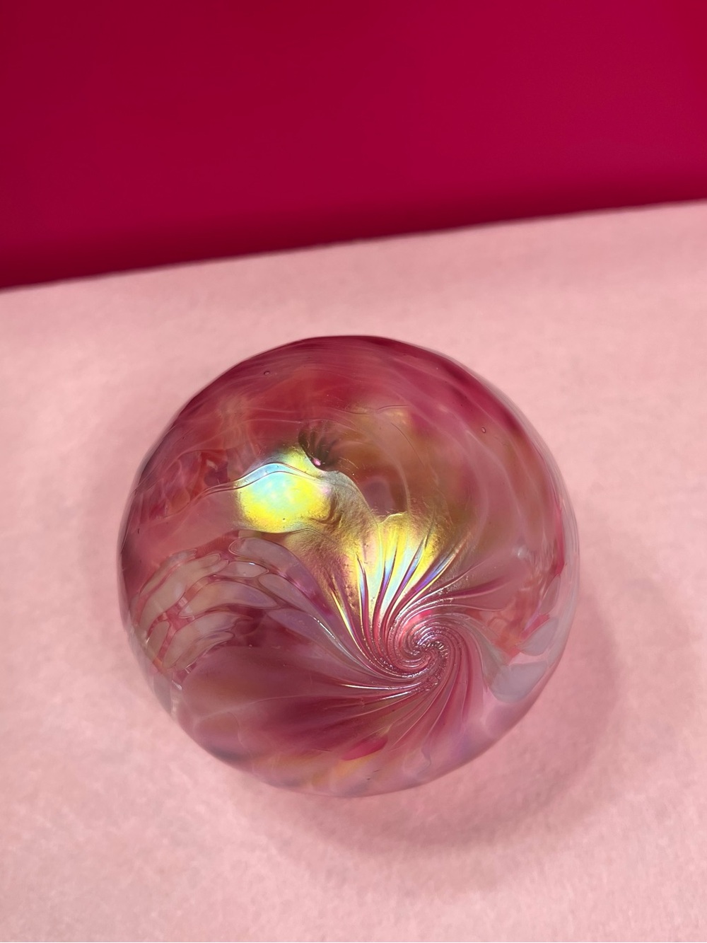 Iridescent Pink Hand-blown Glass Ornament - Picture 5 of 5